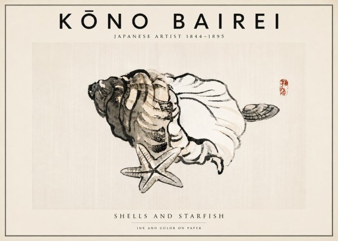 Kōno Bairei Shells and Starfish No5 - Póster