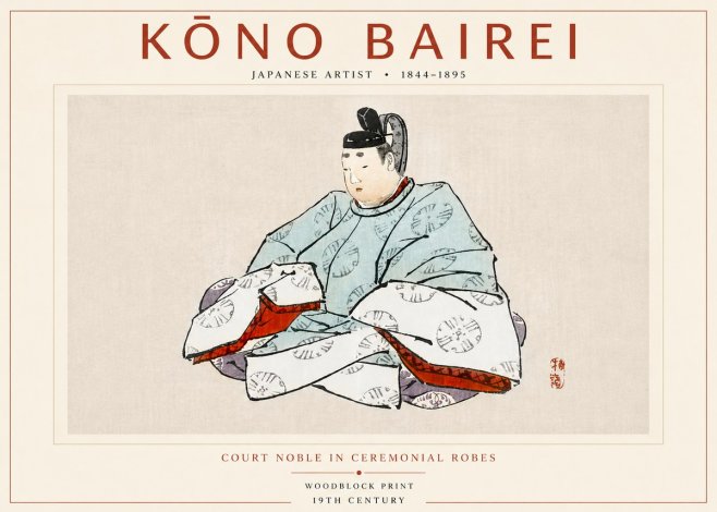 Kōno Bairei Court Noble in Ceremonial Robes No4 - Póster