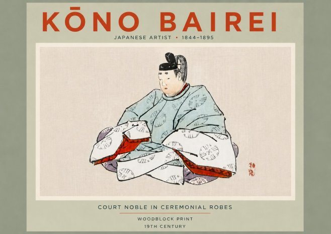 Kōno Bairei Court Noble in Ceremonial Robes No5 - Póster