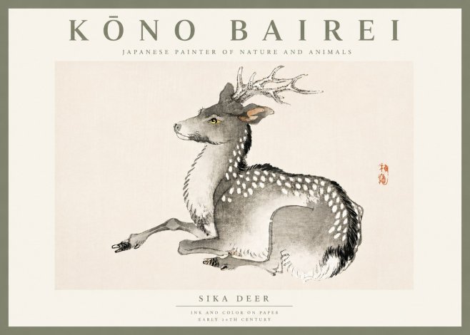 Kōno Bairei Sika Deer No5 - Póster