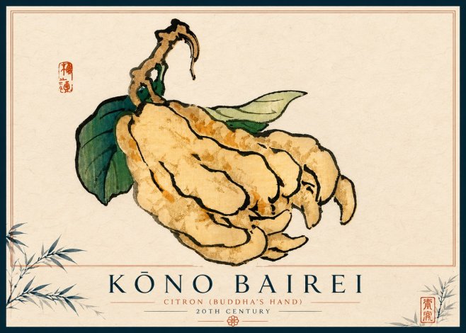 Kōno Bairei Citron (Buddha's Hand) No4 - Póster