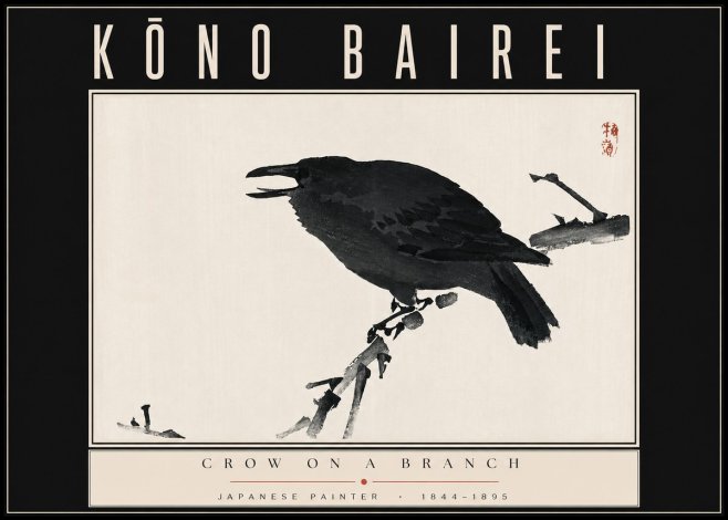Kōno Bairei Crow on a Branch No4 - Póster