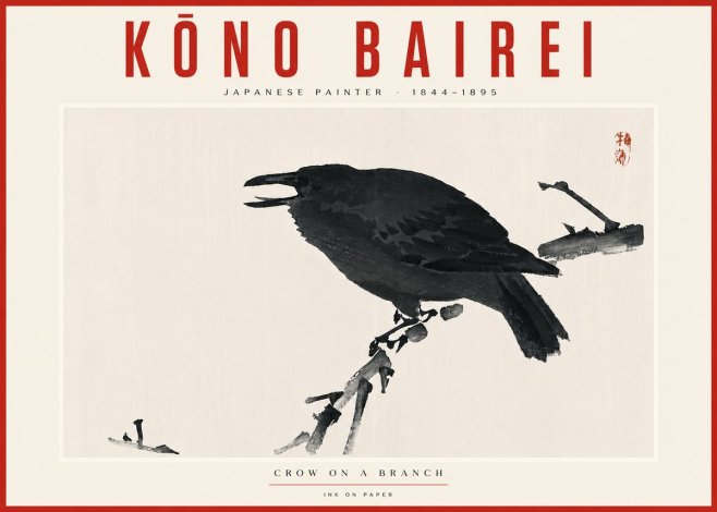 Kōno Bairei Crow on a Branch No5 - Póster