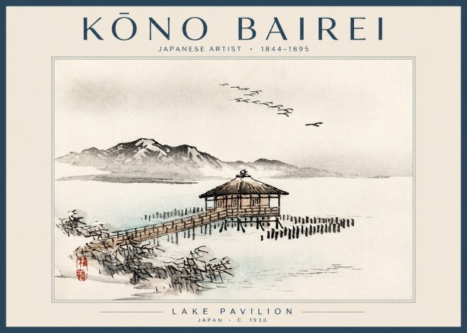 Kōno Bairei Lake Pavilion No2 - Póster