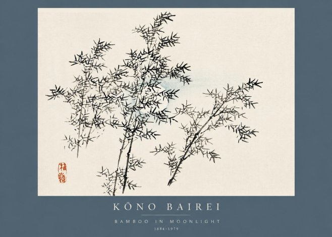 Kōno Bairei Bamboo in Moonlight No2 - Póster