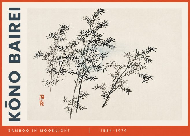 Kōno Bairei Bamboo in Moonlight No3 - Póster