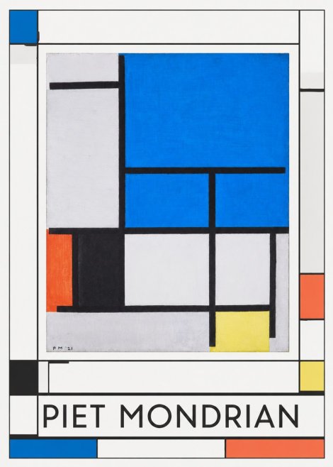 Piet Mondrian Composition with Red, Black, Blue, and Yellow No2 - Póster