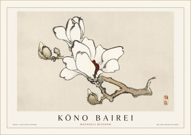 Kōno Bairei Magnolia Blossom No1 - Póster