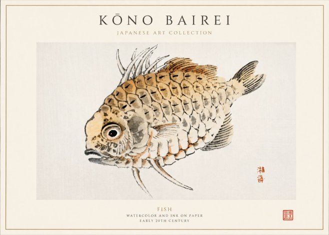 Kōno Bairei Fish III No3 - Póster