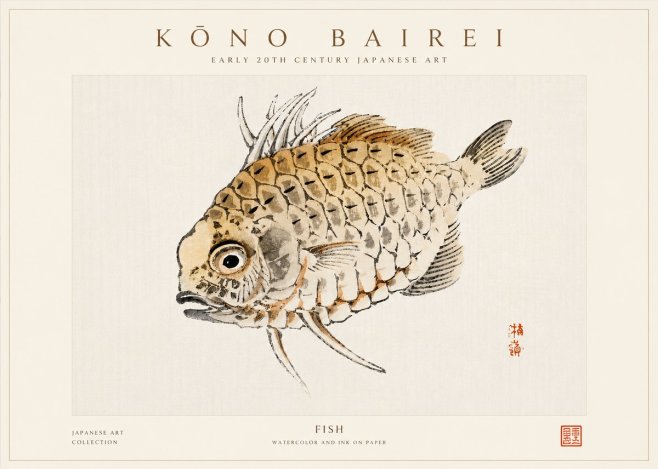Kōno Bairei Fish III No5 - Póster