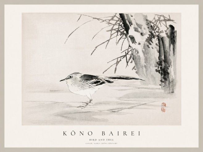 Kōno Bairei Bird and Tree No1 - Póster