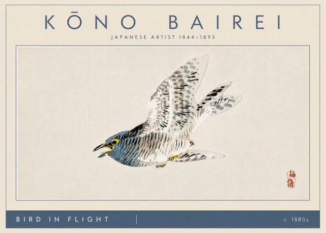 Kōno Bairei Bird in Flight No4 - Póster
