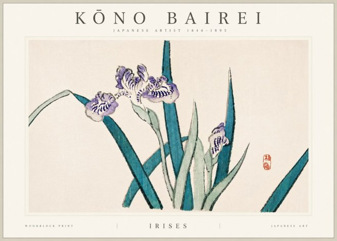 Kōno Bairei Irises No6 - Póster