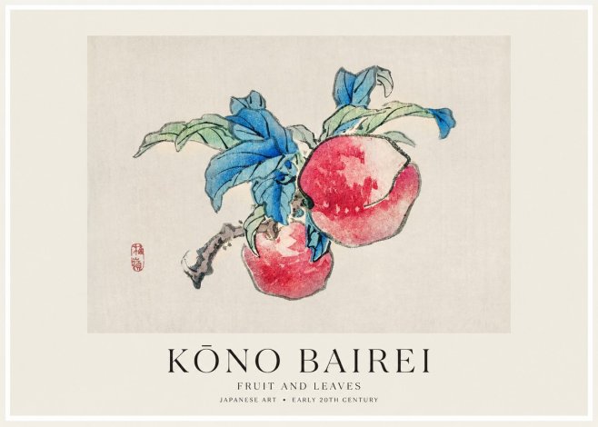 Kōno Bairei Fruit and Leaves No1 - Póster