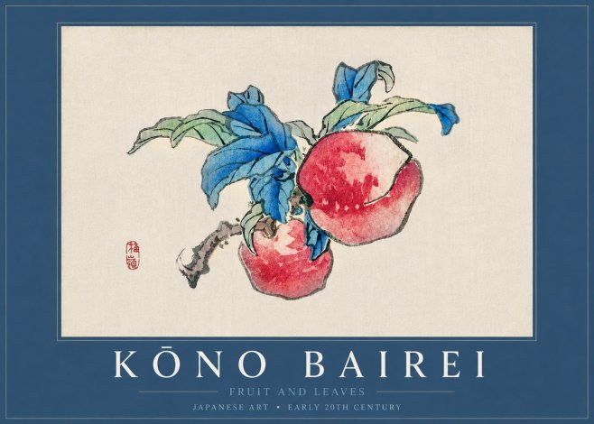 Kōno Bairei Fruit and Leaves No3 - Póster