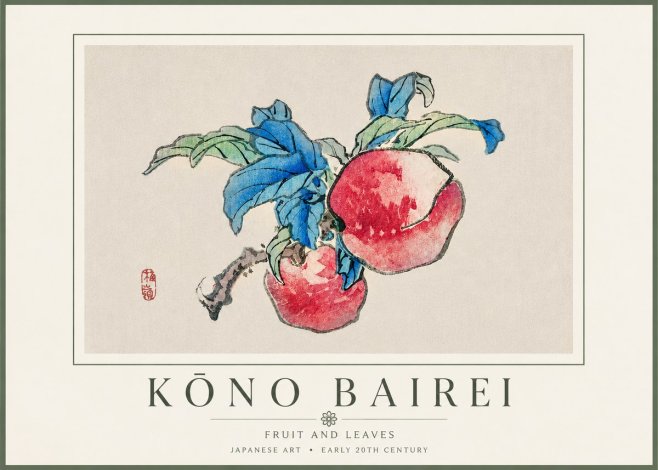 Kōno Bairei Fruit and Leaves No4 - Póster