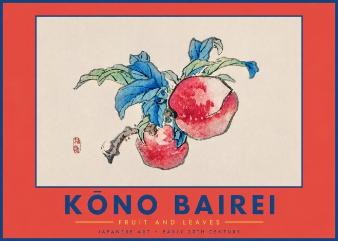 Kōno Bairei Fruit and Leaves No5 - Póster