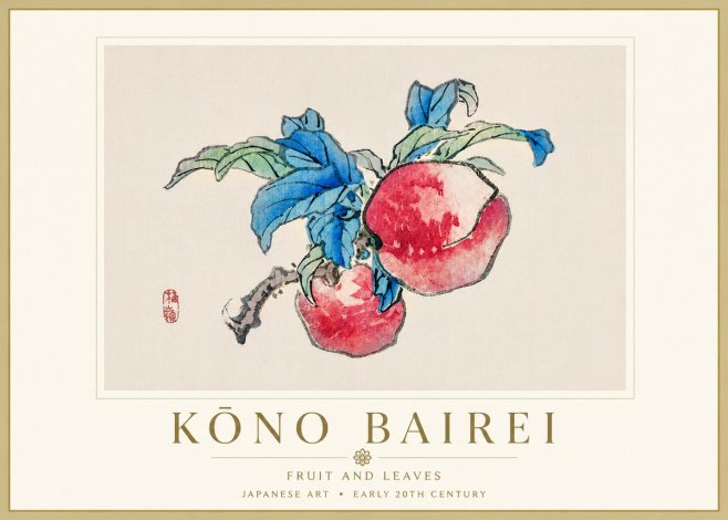 Kōno Bairei Fruit and Leaves No6 - Póster