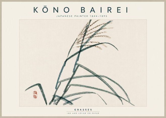 Kōno Bairei Grasses No5 - Póster
