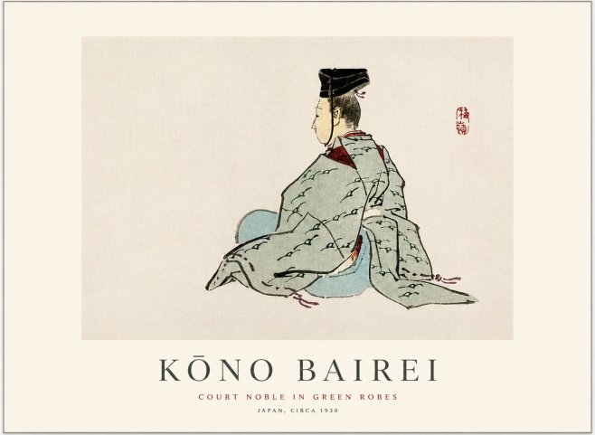 Kōno Bairei Court Noble in Green Robes No1 - Póster