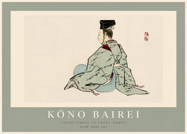 Kōno Bairei Court Noble in Green Robes No2 - Póster