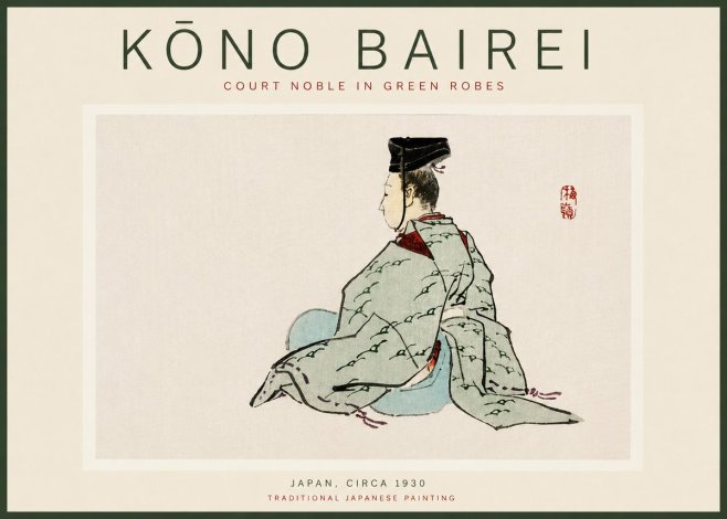 Kōno Bairei Court Noble in Green Robes No4 - Póster