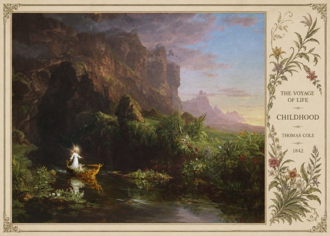 Thomas Cole The Voyage of Life: Childhood I No5 - Póster