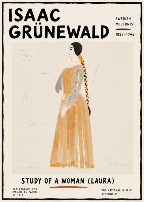 Isaac Grünewald Study of a Woman (Laura) No6 - Póster