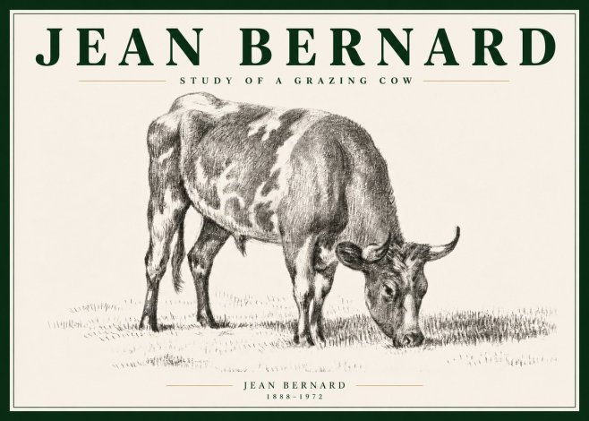 Jean Bernard Grazing Cow I No5 - Póster