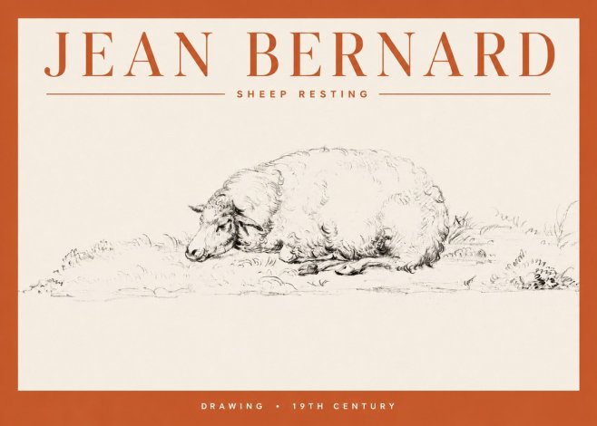 Jean Bernard Sheep Resting on the Ground No4 - Póster
