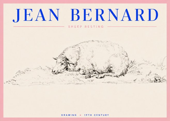 Jean Bernard Sheep Resting on the Ground No5 - Póster