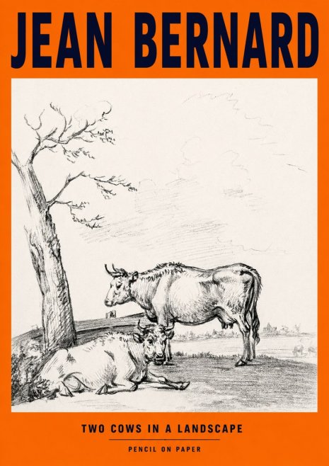 Jean Bernard Two Cows in a Landscape No2 - Póster