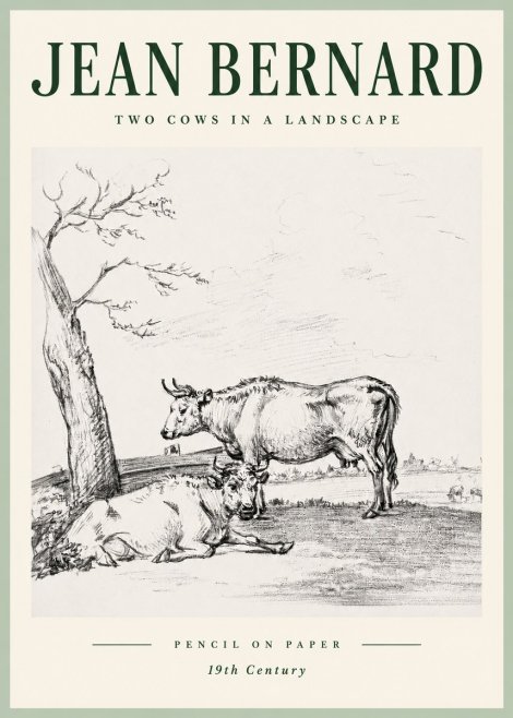Jean Bernard Two Cows in a Landscape No5 - Póster