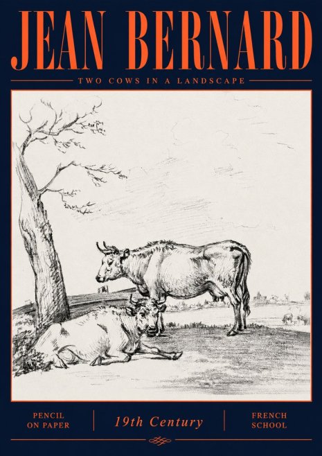 Jean Bernard Two Cows in a Landscape No6 - Póster