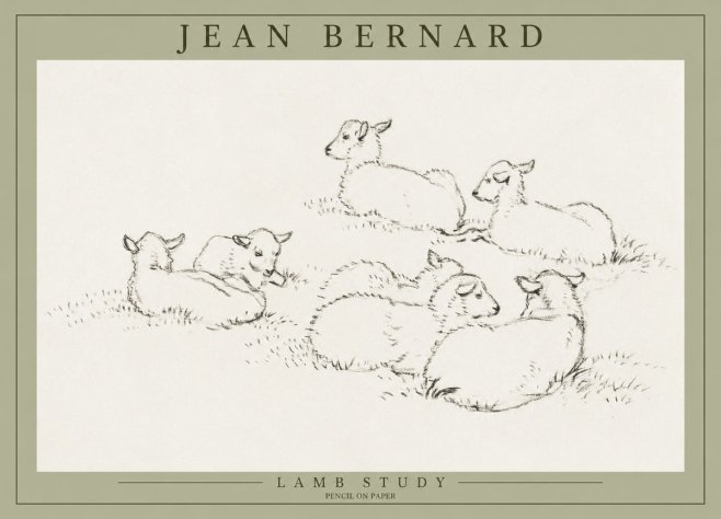 Jean Bernard Study of Lambs No3 - Póster