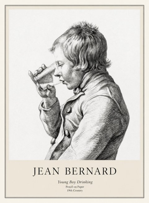 Jean Bernard Young Boy Drinking No1 - Póster