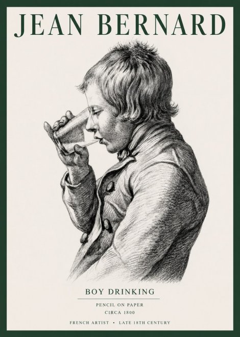 Jean Bernard Young Boy Drinking No5 - Póster