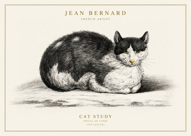 Jean Bernard Cat Study II No1 - Póster