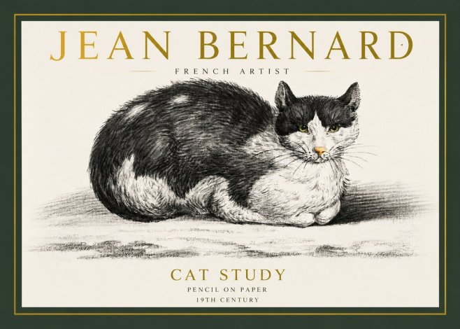 Jean Bernard Cat Study II No3 - Póster