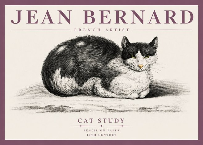 Jean Bernard Cat Study II No4 - Póster