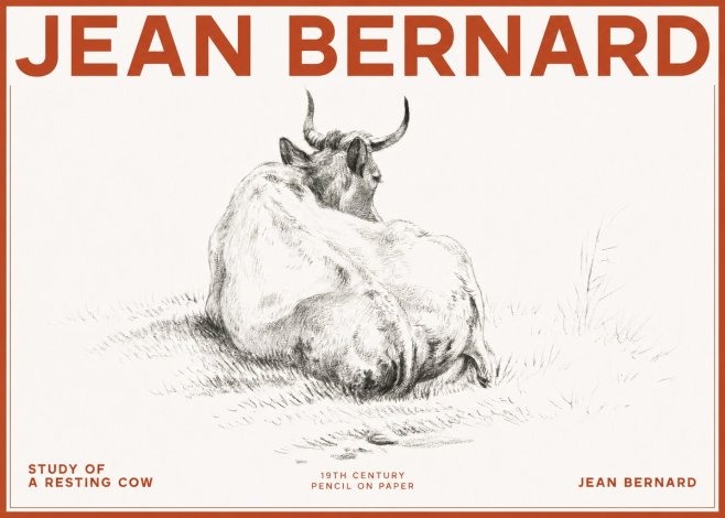 Jean Bernard Study of a Resting Cow I No2 - Póster