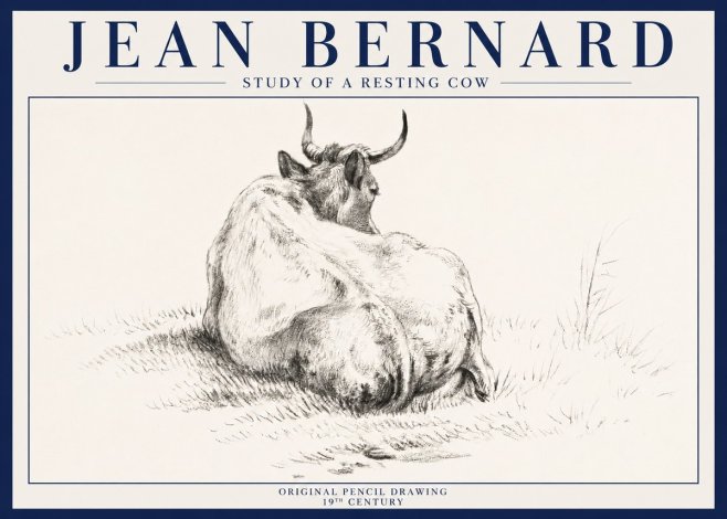 Jean Bernard Study of a Resting Cow I No3 - Póster