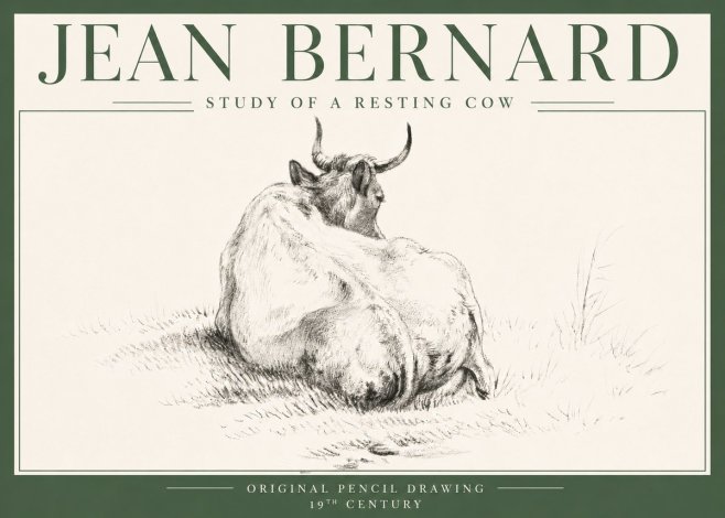 Jean Bernard Study of a Resting Cow I No4 - Póster