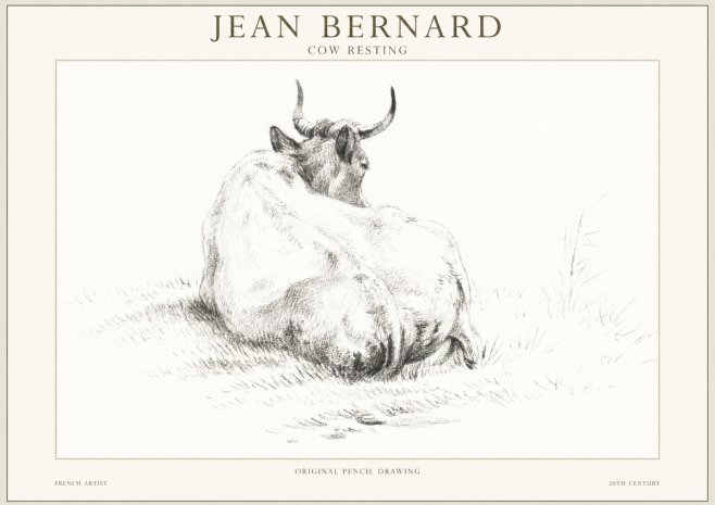 Jean Bernard Study of a Resting Cow I No5 - Póster
