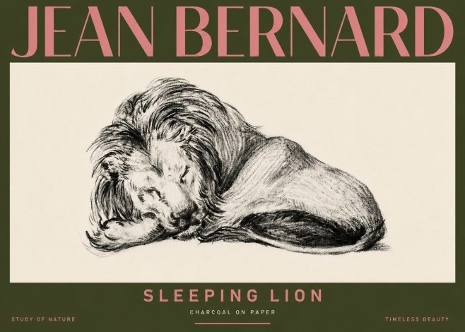 Jean Bernard Sleeping Lion No5 - Póster