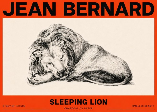 Jean Bernard Sleeping Lion No6 - Póster