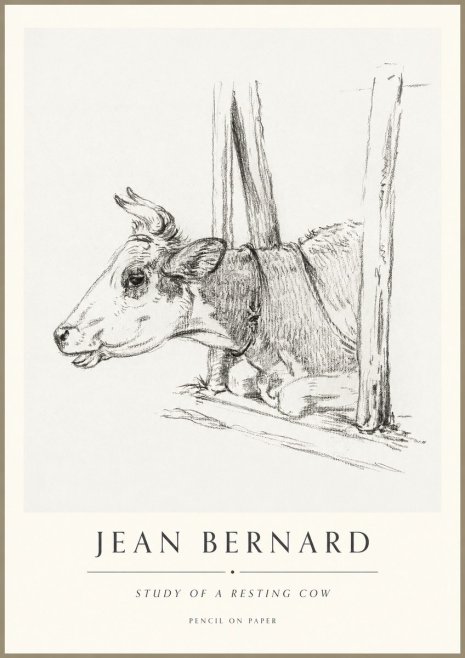Jean Bernard Study of a Resting Cow II No1 - Póster