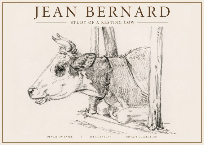 Jean Bernard Study of a Resting Cow II No4 - Póster