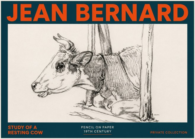 Jean Bernard Study of a Resting Cow II No5 - Póster