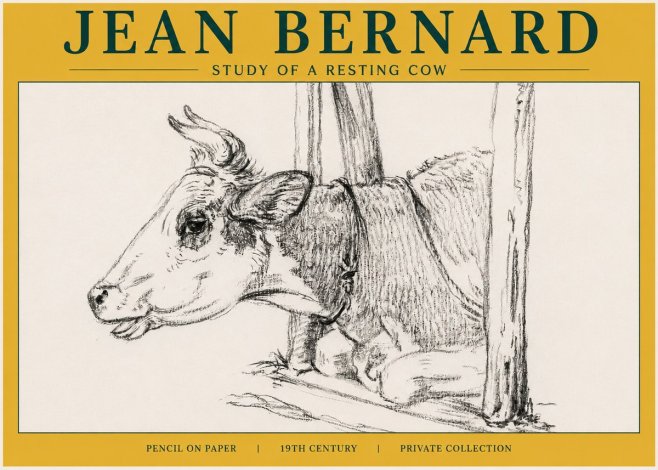 Jean Bernard Study of a Resting Cow II No6 - Póster